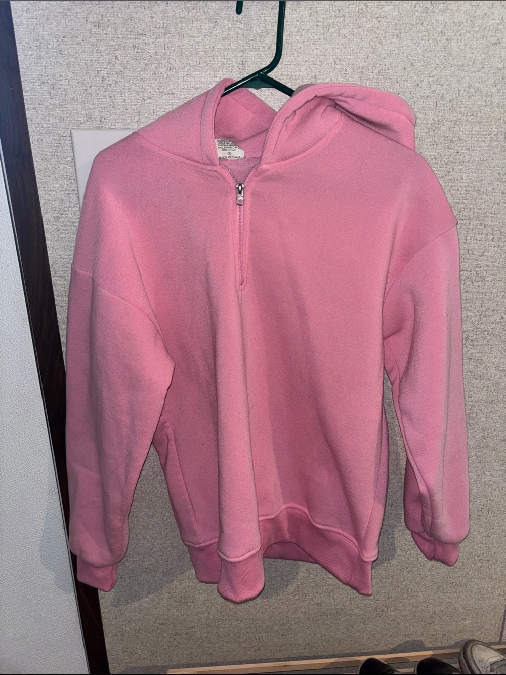 Pink Half-Zip Cowl Neck Sweater
